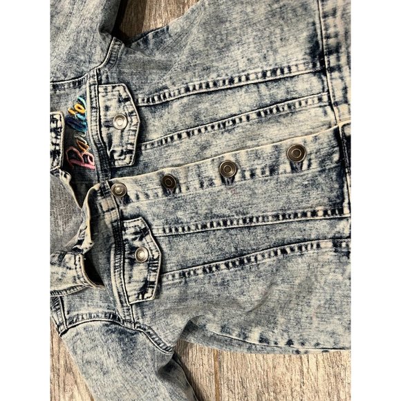Barbie Denim Jean Jacket Girls XS Extra Small 4 5 Embroidered Barbiecore‎ Coat - Picture 9 of 10